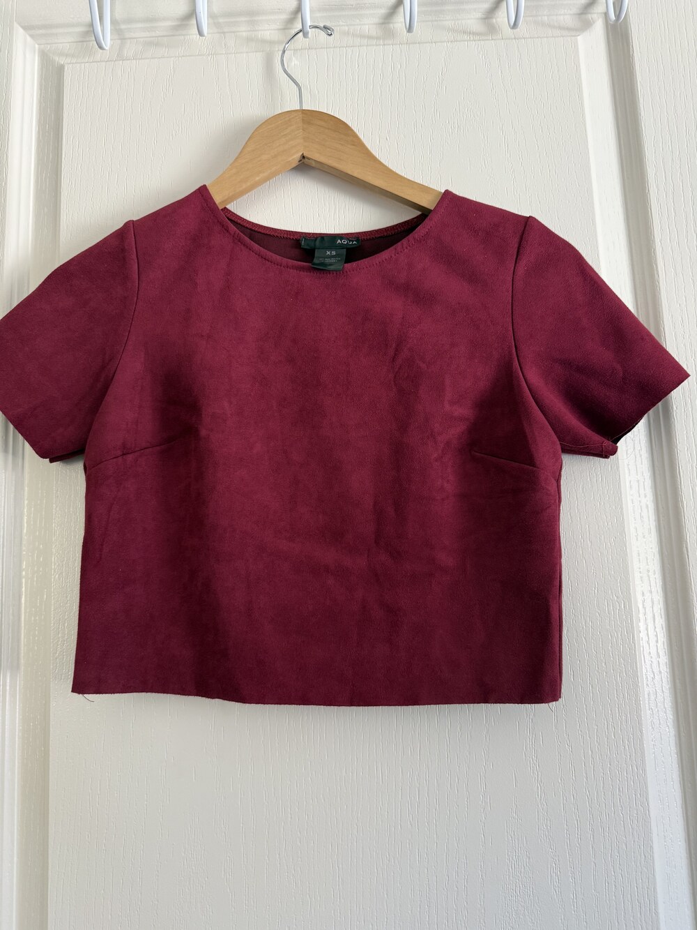 Aqua Burgundy Velvet Cropped Tee